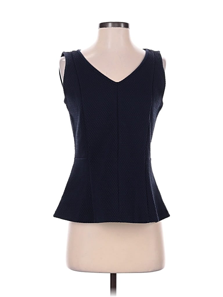 Pre-owned Ann Taylor Factory Sleeveless Top Blue Solid Pattern Sweetheart Neckline Tops
