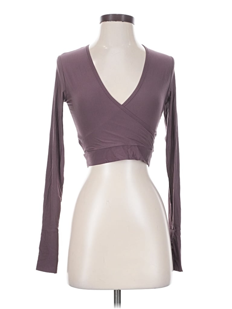 Pre-owned Commando Long Sleeve Top Purple Sweetheart Neckline Tops