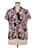 212 Collection 100% Polyester Floral Black Short Sleeve Blouse Size XL - photo 1