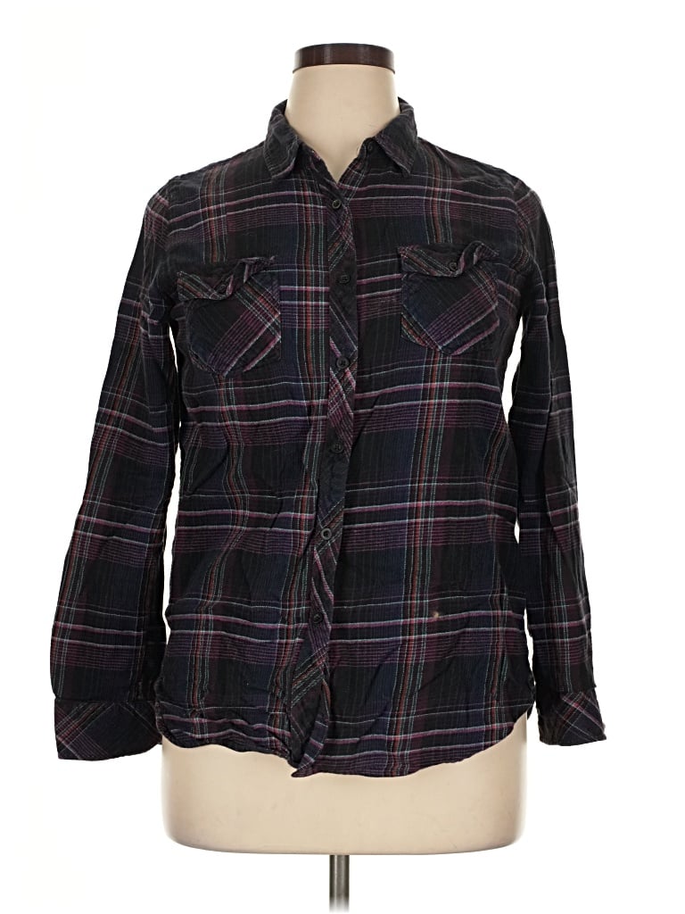 Pre-owned Volcom Long Sleeve Button Down Shirt In Black