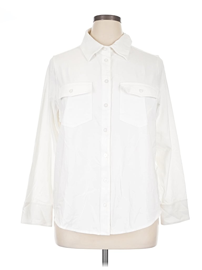 Pre-owned Universal Standard 3/4 Sleeve Button Down Shirt In White