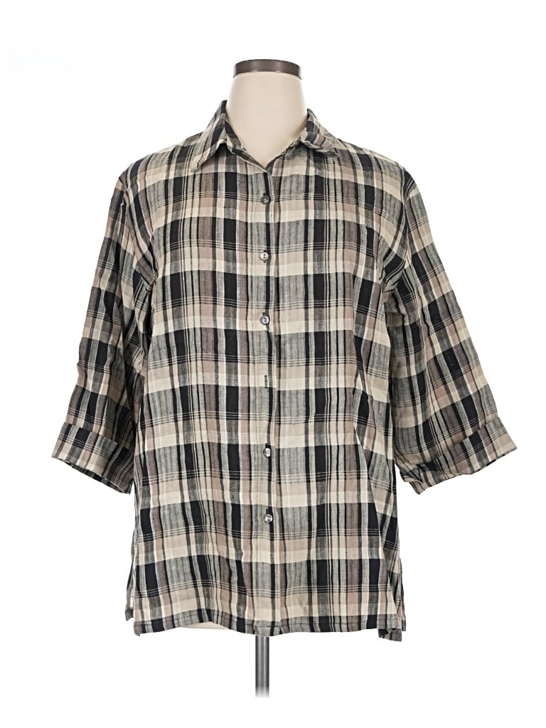 Pre-owned Chico's Design 3/4 Sleeve Button Down Shirt In Gray