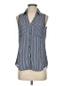 Express Outlet 100% Polyester Stripes Blue Sleeveless Blouse Size S - photo 1