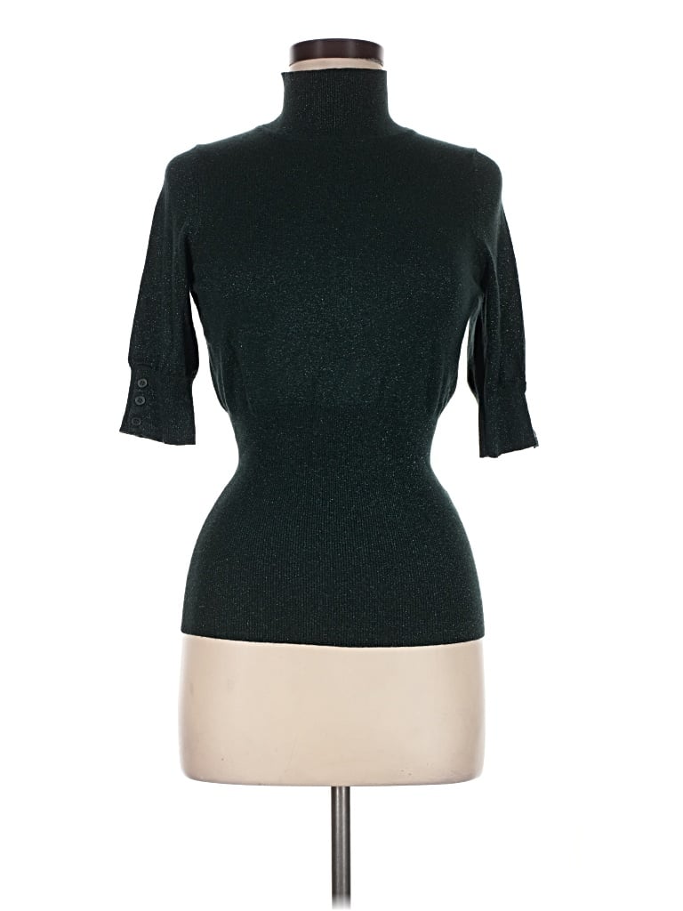 Pre-owned Express Design Studio 3/4 Sleeve Top Green Turtleneck Tops