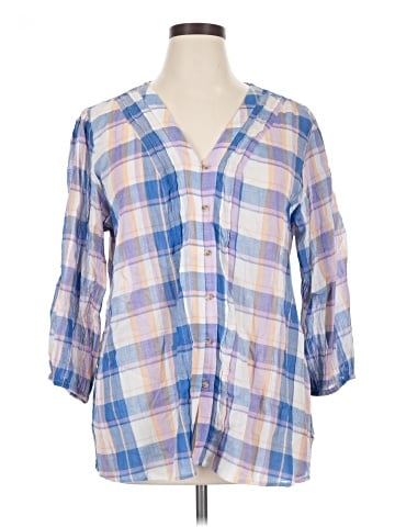 a.n.a. A New Approach 3/4 Sleeve Button-Down Shirt (view 1)