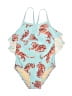 Tea Print Blue One Piece Swimsuit Size 3 - photo 1