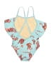Tea Print Blue One Piece Swimsuit Size 3 - photo 2
