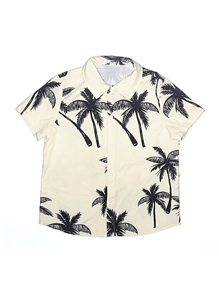 Pre-owned Shein Kids' Short Sleeve Button Down Shirt In Ivory