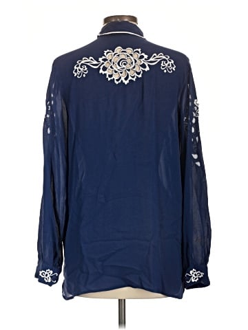 Bob Mackie Long Sleeve Silk Top (view 2)