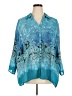 Fashion Bug 100% Polyester Paisley Blue 3/4 Sleeve Blouse Size 2X (estimated) - photo 1