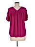 Ann Taylor 100% Polyester Pink Purple Short Sleeve Blouse Size M - photo 2