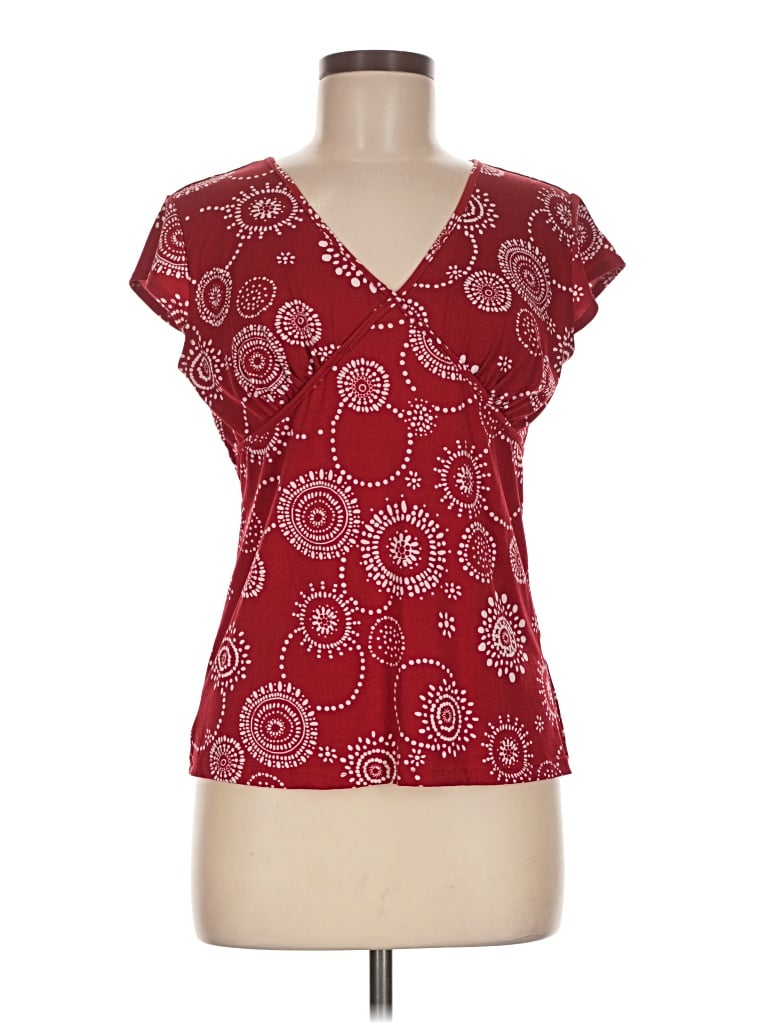 Pre-owned Van Heusen Short Sleeve Blouse In Burgundy