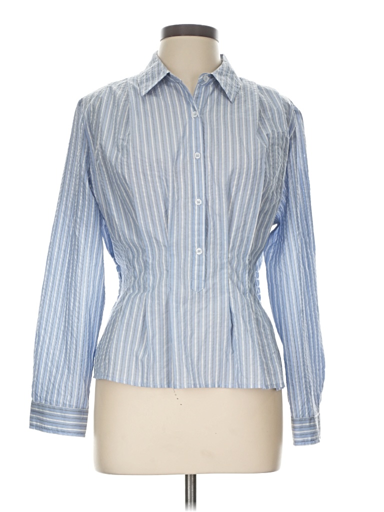 Pre-owned Max Studio Long Sleeve Blouse In Blue