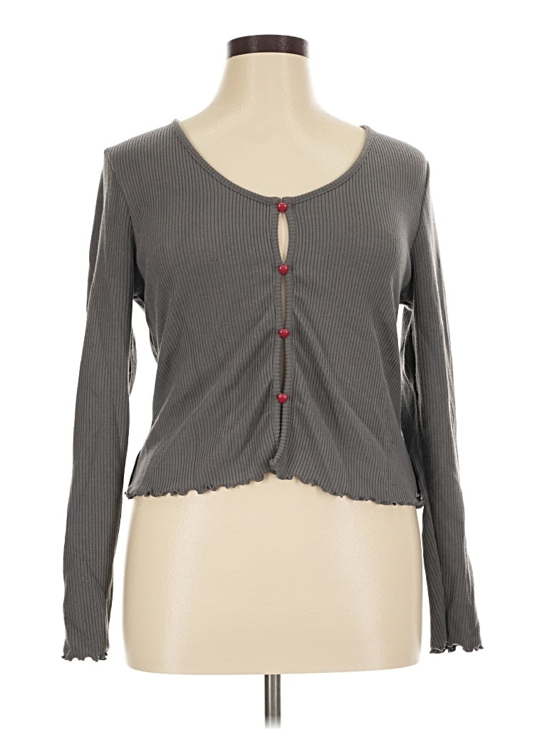 Pre-owned Adore Me Long Sleeve Top Gray Sweetheart Neckline Tops