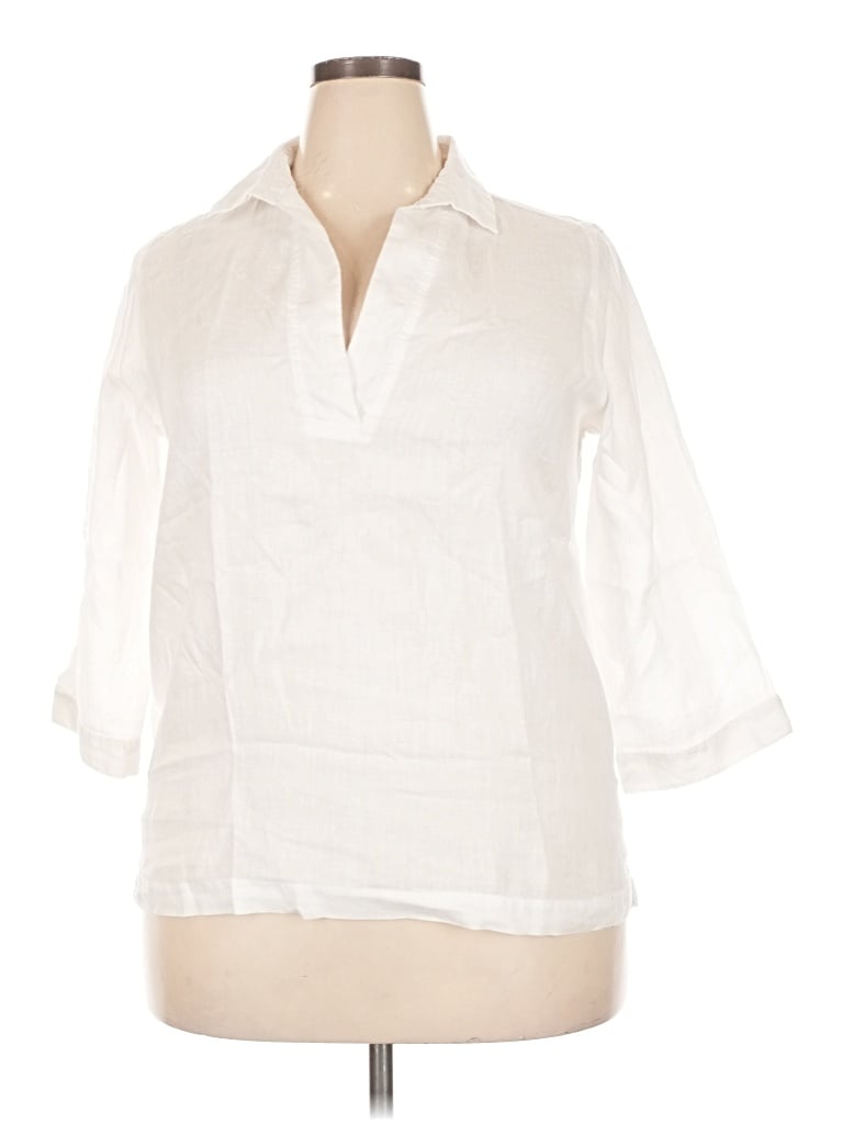 Pre-owned Tahari 3/4 Sleeve Blouse In White
