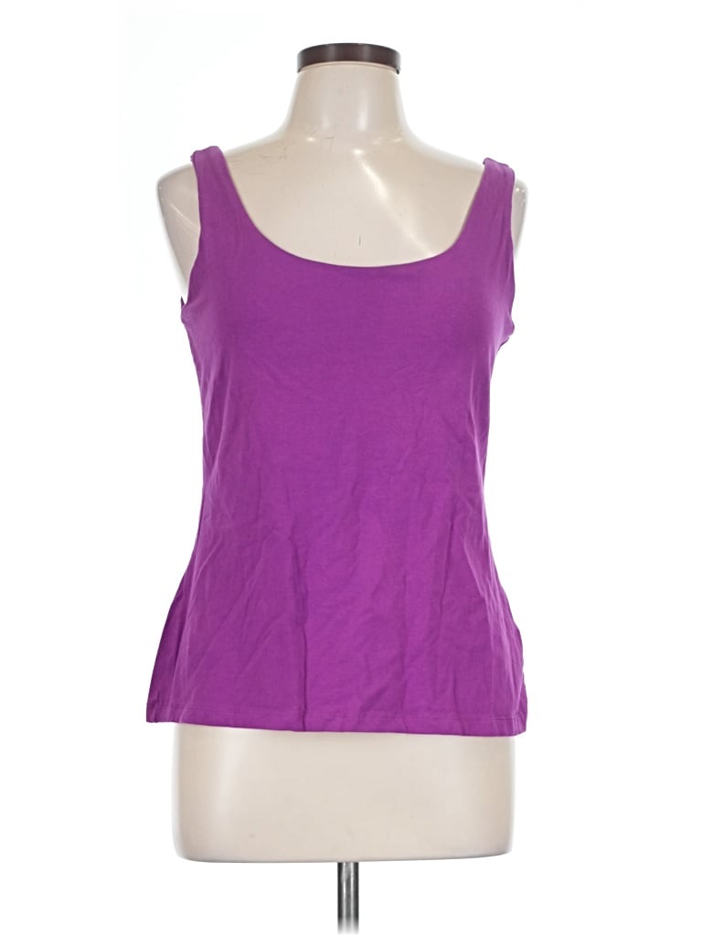 Pre-owned Basic Editions Sleeveless Top Purple Scoop Neck Tops