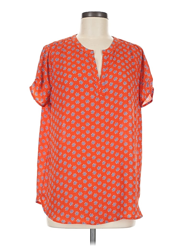 Pre-owned Pleione Short Sleeve Blouse In Orange