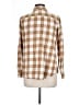 Old Navy Checkered-gingham Tan Long Sleeve Button-Down Shirt Size L - photo 2