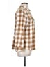 Old Navy Checkered-gingham Tan Long Sleeve Button-Down Shirt Size L - photo 4