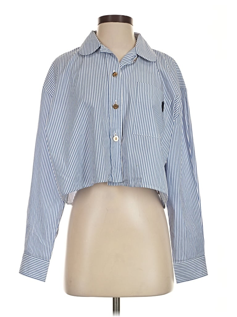 Pre-owned Maje Long Sleeve Blouse In Blue