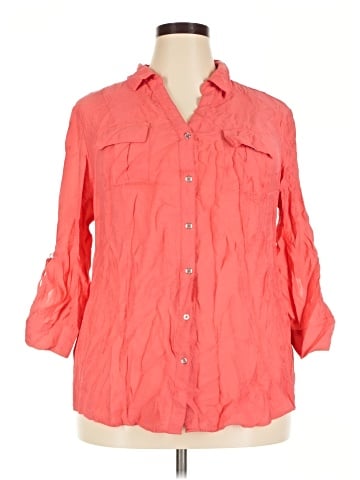 Roz & Ali 3/4 Sleeve Button-Down Shirt (view 1)