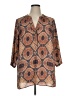 Rose + Olive 100% Polyester Brown 3/4 Sleeve Blouse Size 1X - photo 1