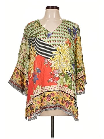 Johnny Was 3/4 Sleeve Silk Top (view 1)