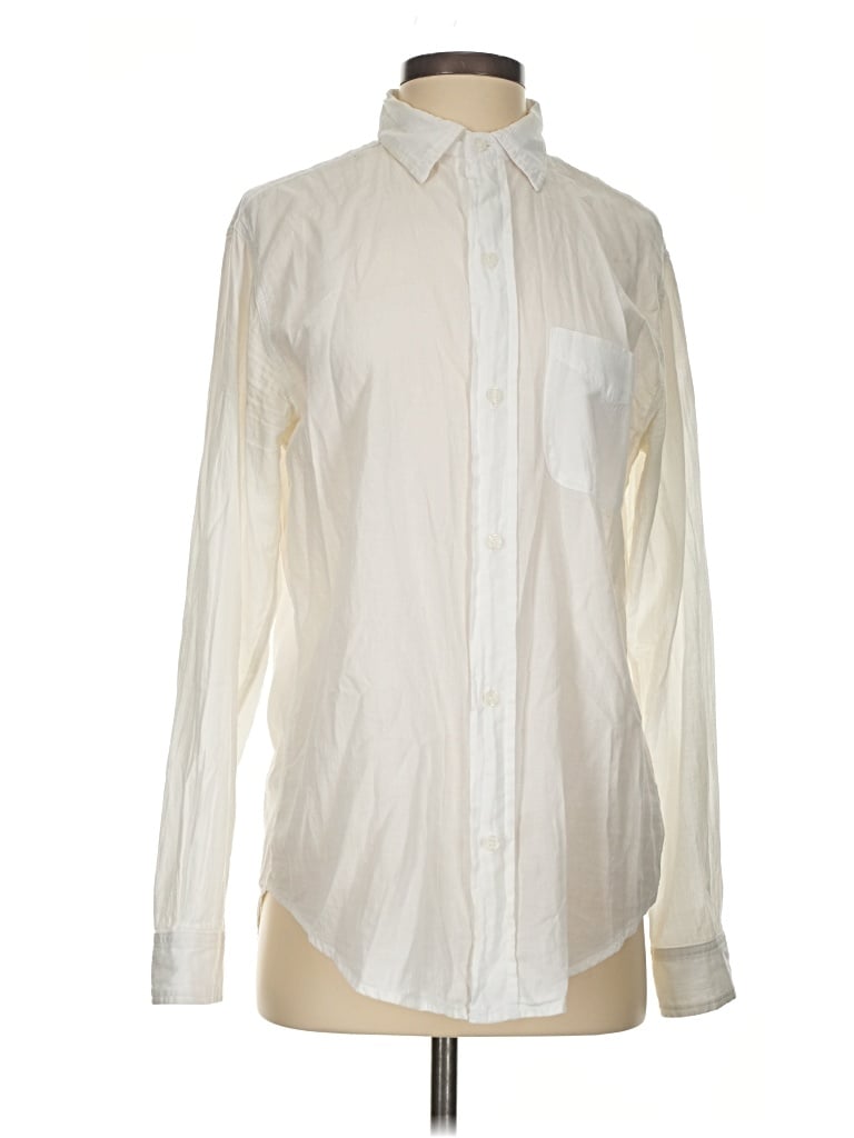Pre-owned Current Elliott Long Sleeve Button Down Shirt In Ivory