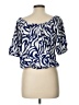 Grace 100% Rayon Blue Short Sleeve Blouse Size L - photo 2