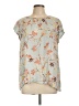DR2 100% Rayon Floral Blue Short Sleeve Blouse Size L - photo 1