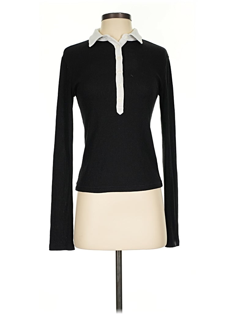 Pre-owned Rag & Bone Long Sleeve Polo Shirt In Black