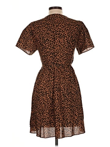 Madewell Flutter-Sleeve Wrap Mini Dress in Painted Leopard (view 2)