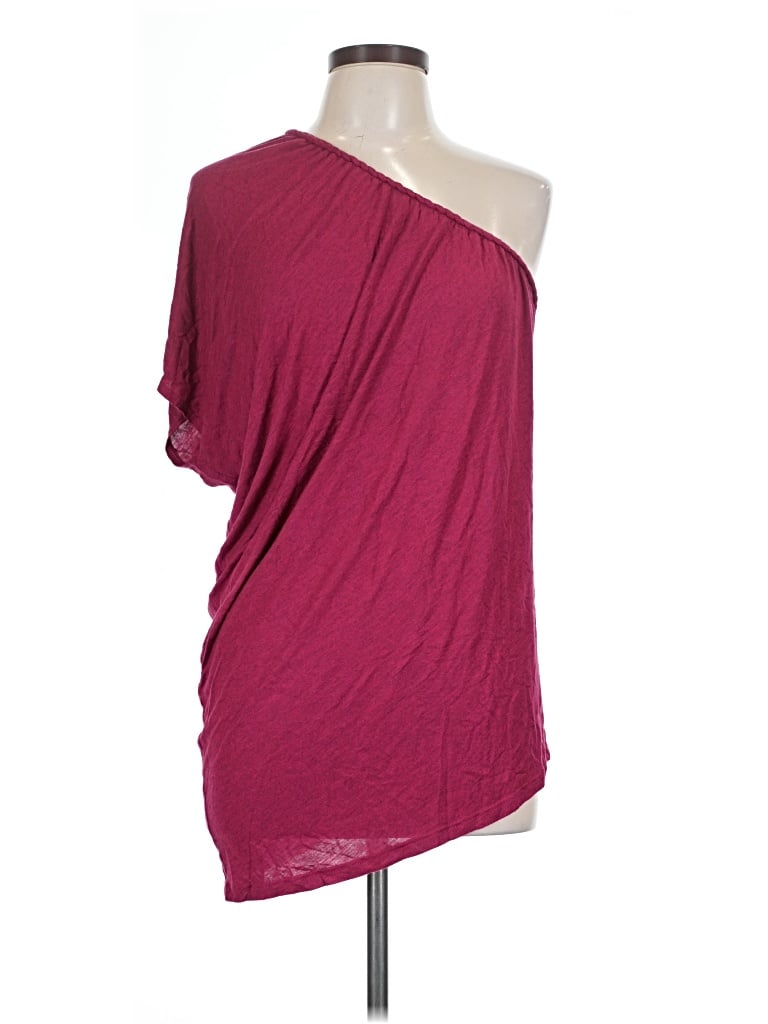 Pre-owned Vanity Short Sleeve Top Burgundy One Shoulder Neckline Tops