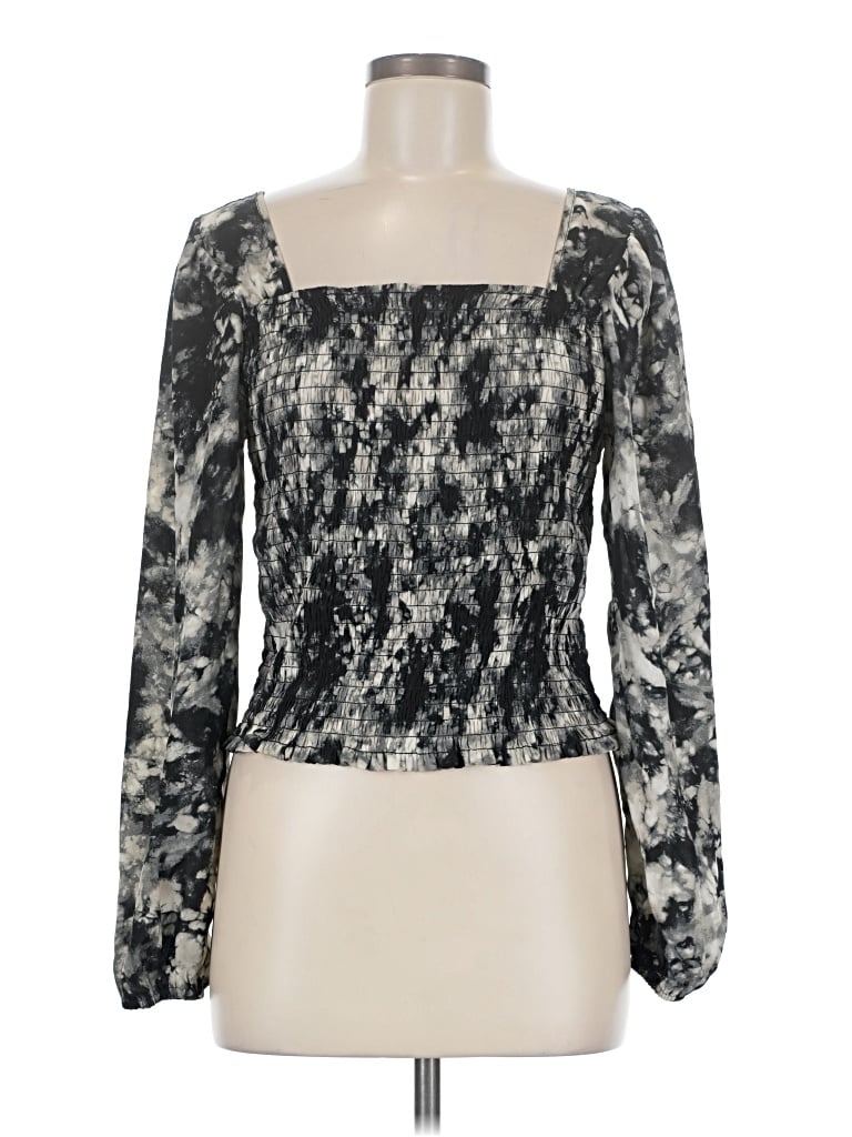 Pre-owned Good Luck Gem Long Sleeve Blouse In Black