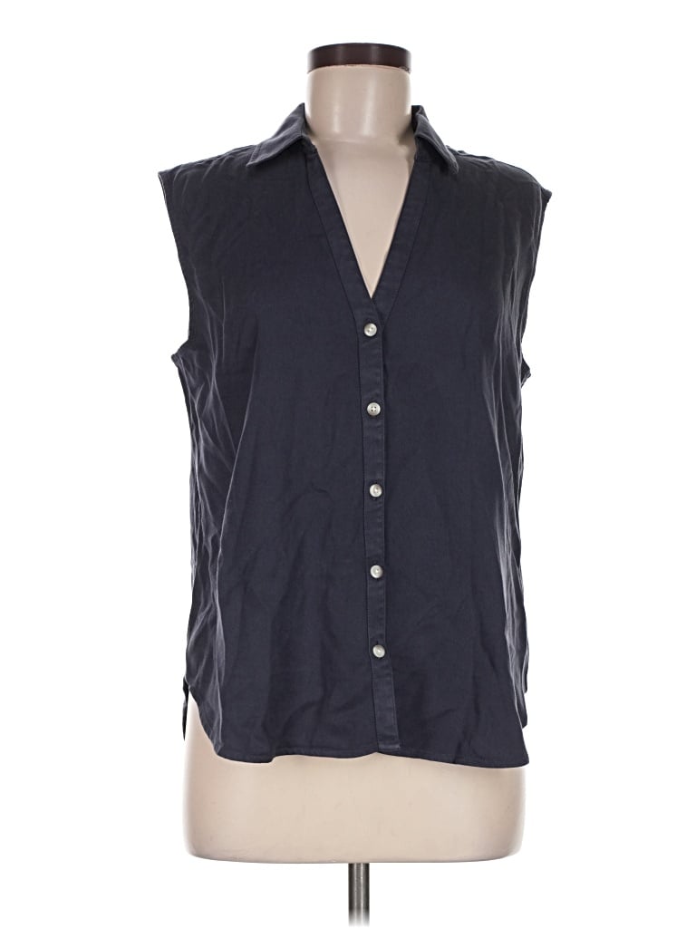 Pre-owned L.l.bean Sleeveless Button Down Shirt In Black
