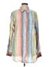 Gap 100% Linen Stripes Orange Pink Long Sleeve Button-Down Shirt Size L (tall) - photo 1