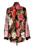 QVC Floral Black Long Sleeve Blouse Size L (estimated) - photo 2