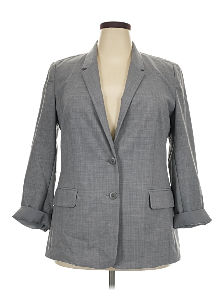 Pre-owned Jjill Wool Blazer Jacket In Gray