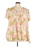 Rose + Olive 100% Polyester Floral Pink Short Sleeve Blouse Size 3X - photo 1