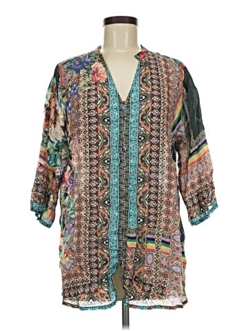 Johnny Was 3/4 Sleeve Silk Top (view 1)