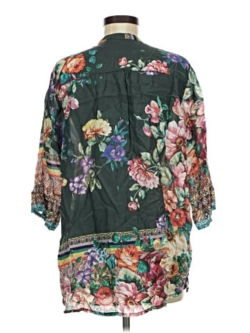 Johnny Was 3/4 Sleeve Silk Top (view 2)