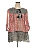 DR2 100% Polyester Paisley Red Pink 3/4 Sleeve Blouse Size 2X - photo 1