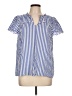 Talbots 100% Cotton Stripes Blue Short Sleeve Blouse Size L - photo 1