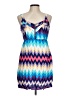 Bongo 100% Rayon Chevron-herringbone Blue Cocktail Dress Size L - photo 1