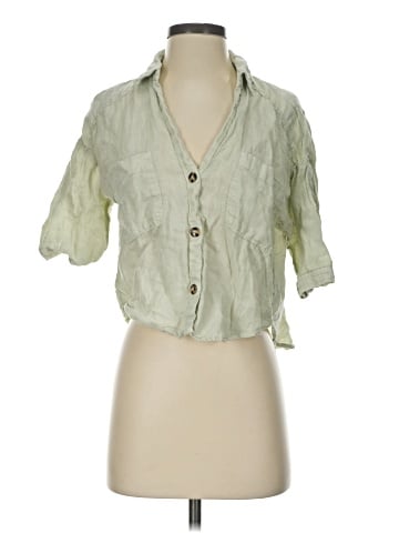 Zara 3/4 Sleeve Button-Down Shirt (view 1)
