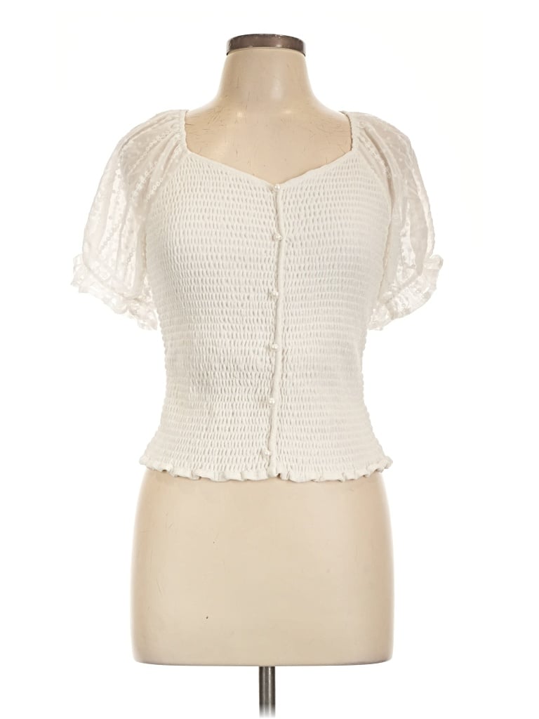 Pre-owned Ember Short Sleeve Blouse In Ivory