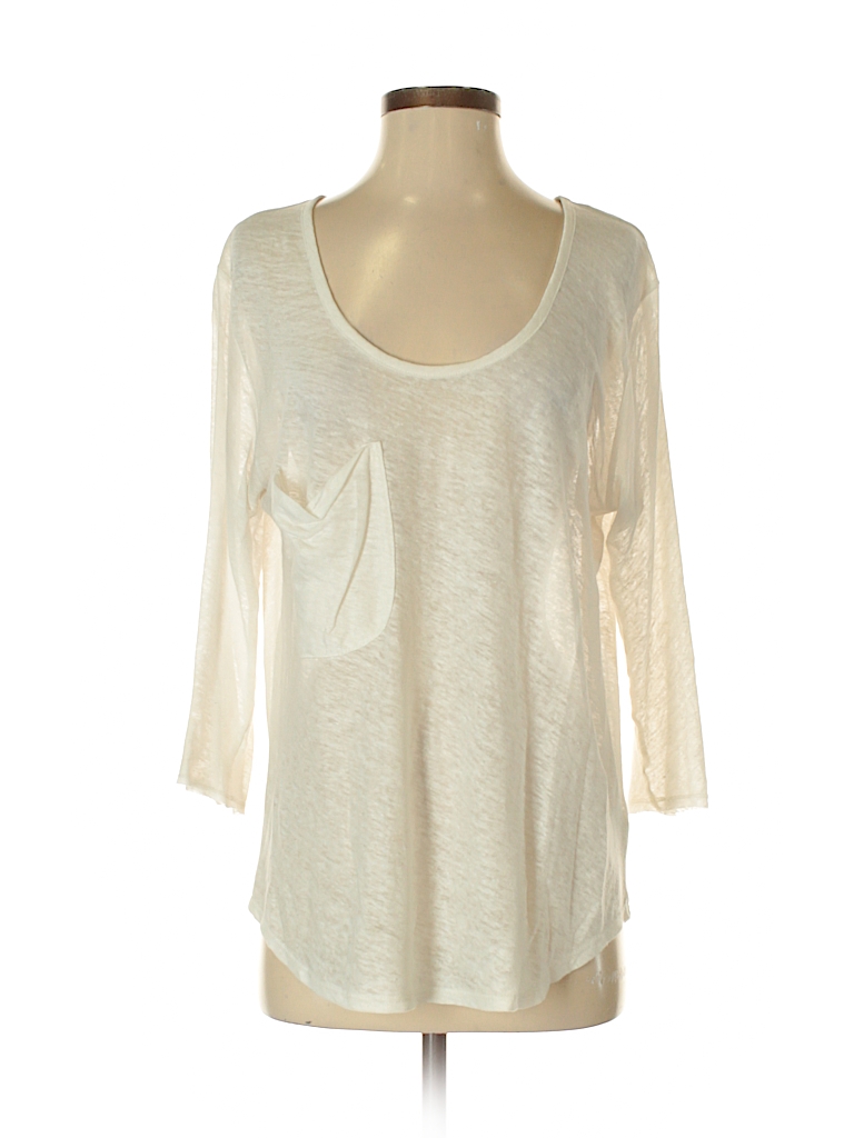 Nation Ltd. By Jen Menchaca 100% Linen Solid Ivory Pullover Sweater One ...