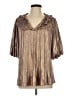Entro 100% Polyester Metallic Brown 3/4 Sleeve Blouse Size L - photo 1
