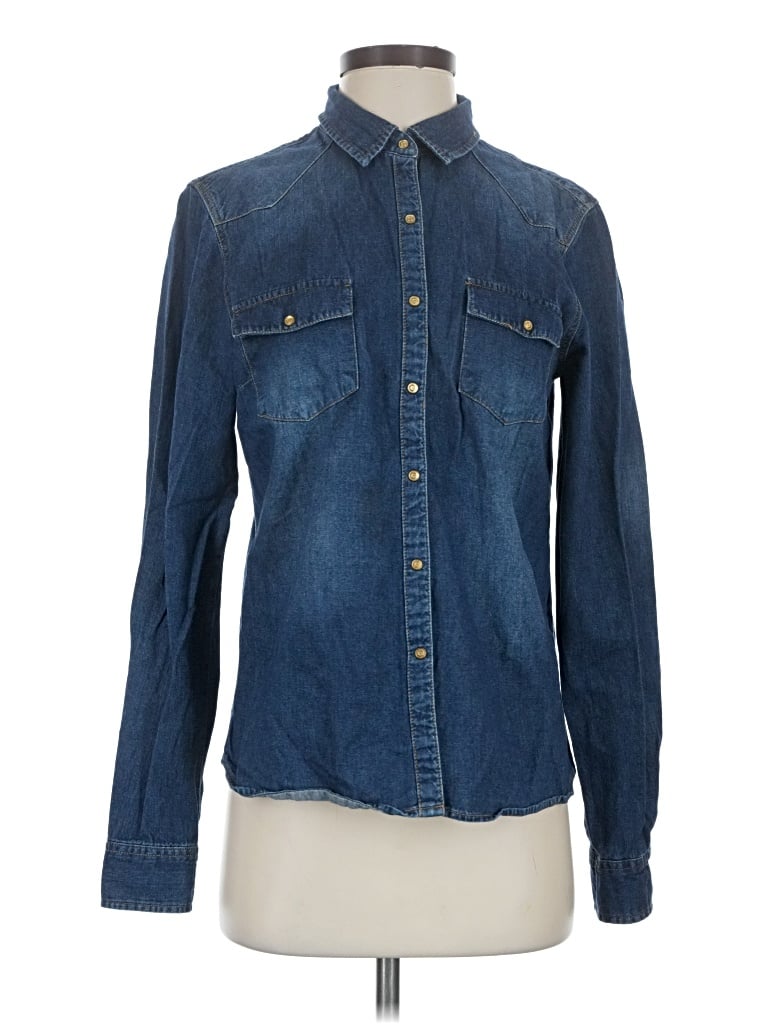 Pre-owned Lovestitch Long Sleeve Button Down Shirt In Blue