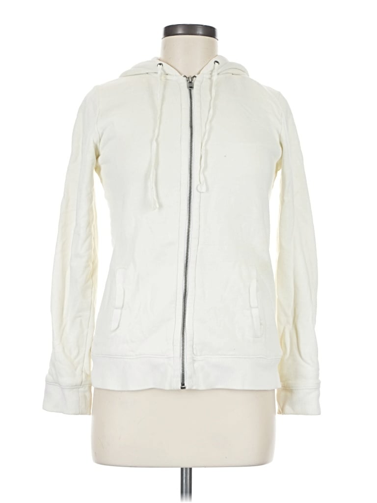 Pre-owned Jcrew Zip Up Hoodie In Ivory